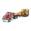 Bruder Mack Granite Flatbed Truck with JCB Loader Backhoe