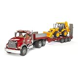 Bruder Mack Granite Flatbed Truck With Jcb Loader Backhoe