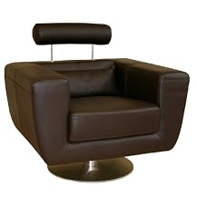 Hamlin Leather Swivel Chair - Dark Brown