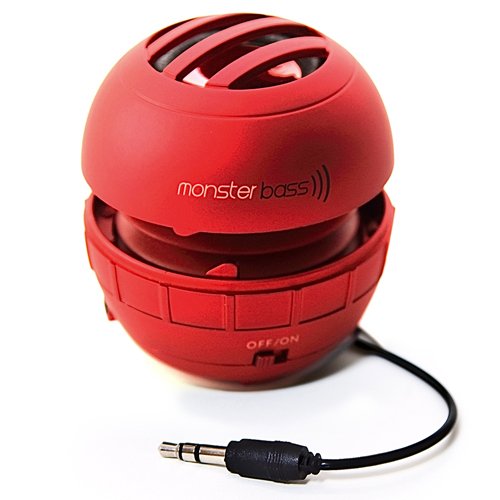 Buy MonsterBass Mini Speaker for iPhone / iPad / iPod / MP3 Player / Laptop - Red Promo Offer