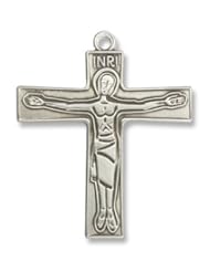 Sterling Silver Cursillio Cross Pendant Stainless Silver Heavy Curb Chain