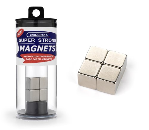 Magcraft NSN0607 1/2-Inch Rare Earth Cube Magnets, 4-Count