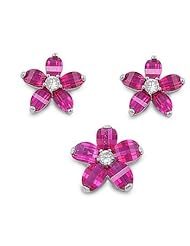 Sterling Silver Sets With Cubic Zirconia - Plumeria
