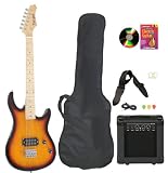 Vintage Sunburst Full Size Electric Guitar & Practice Amp with Case Strap Cord Beginner Package & DVD