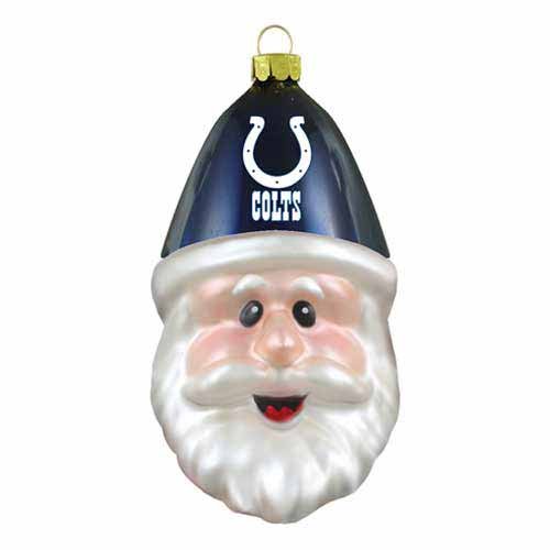 NFL Indianapolis Colts Blown Glass Santa Cap Ornament