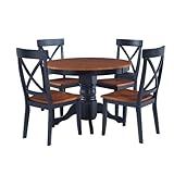 5-Piece Round Pedestal Dining Set in Black / Cottage Oak - Home Styles - 51 ....
