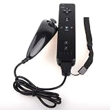 Black Remote & Nunchuck Controller + Wrist Strap + Silicone Case for Nintendo Wii