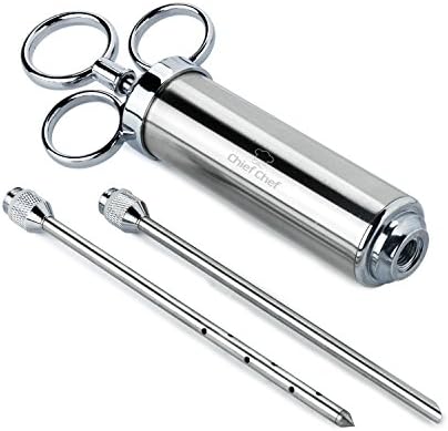 Chief Chef PREMIUM 304 Stainless Steel Meat Injector / Meat Marinade Injector / Food Injector - for Cooking, Baking, Roasting, Grilling, Barbecues