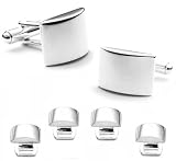 Curve Sterling Silver Cufflinks & Tuxedo Stud Set