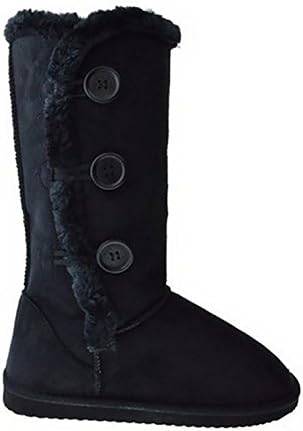 New Girl's Warm Tall Mid Calf 3 Buttons Faux Sheepskin Fur Kids Shoes Boots