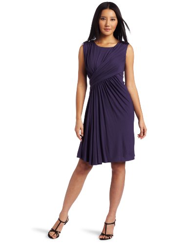 Suzi Chin Women's Sleeveless Draped Dress, Purple Savy, 6