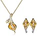Amazon Collection Sterling Silver and Diamond Calla Lily Earrings and Pendant Necklace Box Set (1/10 cttw, I-J Color, I2-I3 Clarity), 18