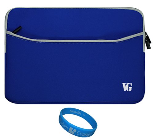 Magic Blue Neoprene Sleeve Protective Carrying Case Cover for Sungale ID1010WTA Cyberus Android 10.1-Inch Tablet Computer / 10.1″ Flytouch3 Android 2.3 Infotmic X210 / 10″ SYTAB10MT / 10″ SYTAB10ST / Ematic eGlide XL 10 Inch Touch Screen Internet Tablet / Le Pan TC 970 / Le Pan II 9.7-Inch Tablet / Le Pan III 3 / SUPERPAD3 / Flytouch 3 + SumacLife TM Wisdom Courage Wristband
