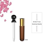 6 New Roller Bottles, BESTOPE 10ml Amber Frost Glass Roll On Bottle with Stainless Steel Roller Balls for Aromatherapy, Perfume, Essential Oil and other liquids - 3ml Dropper Included