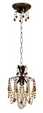 Antique Gold Finish Amber Drop Crystal Pendant Chandelier