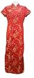 Dragons and Phoenix Chinese Silk Long Dress Red XL