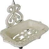 Creamy White Aged Vintage Style Metal Wall Mounted Saop Dish, Design 1