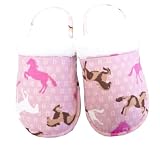 Leisureland Women's Flannel Cozy Slippers Horse Pink