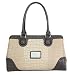This elegant croc-embossed faux leather shoulder bag is as versatile as it is chic. Topstitching highlights this fine pieced handbag. Medium size. Top zip closure. Large compartment. Interior zip, cell phone and multifunction pockets. Double shoulder straps.
