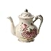 Red Rose Pattern Ivory Ceramic Vintage Tea Pot With Golden Leaves Edge,29oz,Ladyrose Gifts Idea