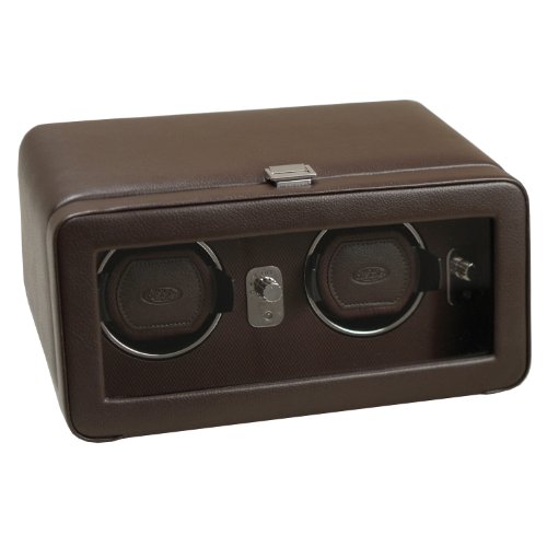 Wolf Designs Module 25 Windsor Double Watch Winder with Cover Brown