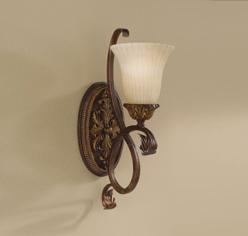 Murray Feiss WB1280ATS One-Light Sonoma Valley Collection Wall Bracket, Aged Tortoise Shell with French Scarvo Glass Shade
