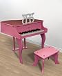 Pink Childs Wood Toy Grand Piano with Bench Kids Piano 30 Key