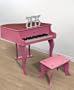 Pink Childs Wood Toy Grand Piano with Bench Kids Piano 30 Key
