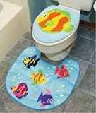 Tropical FISH bathroom RUG Bath mat Toilet Lid decor NU