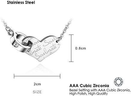 CZ Circle Interlocks Stainless Steel Charm Pendant Necklace for Girls or Ladies