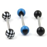 Set of 3 Acrylic Tongue Barbells - 14g
