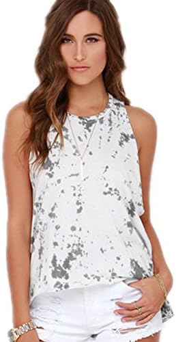 New fashion Women's Loose sexy backless Ink printing Retro style vest shirt ( XXL , white )