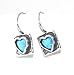 square silver earrings set with a heart shape opal stone