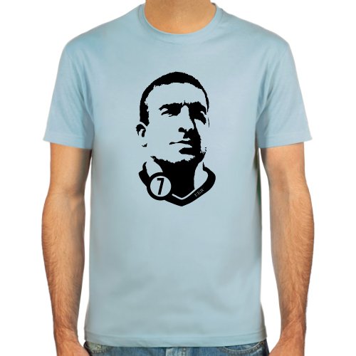 T-Shirt Eric Cantona ::: Farbauswahl: skyblue, sand, weiß oder deepred ::: Fußball-Kult