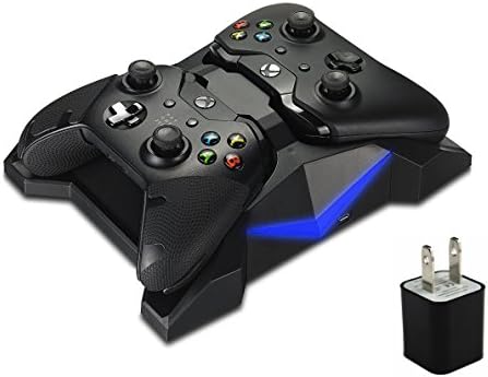 VICLUS(TM) Xbox One Controller Charger Station Stand (Battery Not Include), Dual USB Charging Dock for Microsoft Xbox One Controller+ Colorful LED Glow Charging Station+ USB Wall Adapter include.