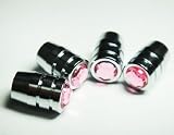 Bling Pink Crystal Rhinestone Metal Chrome Tire Rim Valve Stem Cap-VC-PKA