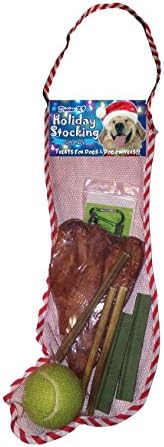 Dog Gift, A Christmas Stocking Present for Dogs and Dog Owners Bundle - Includes 3 Premium Divine K9 Bully Sticks &amp; 1 Pig Ear, 2 Dog Dental Chews, 1 Leash Pet Light/Laser Pointer &amp; 1 Penn Tennis Ball