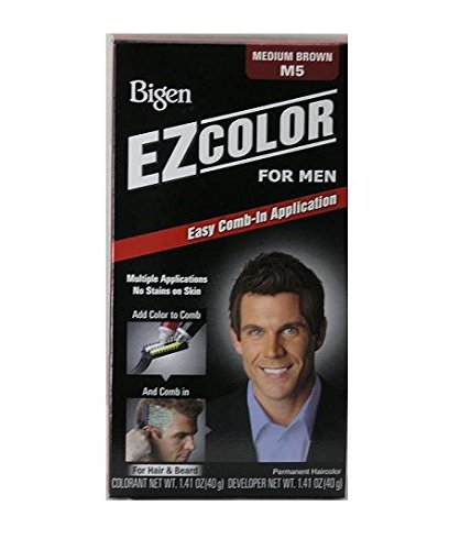 Bigen EZ-COLOR Mens Medium Brown Hair Dye for Hair or Beard (3-PACK), Easy Comb-In Application