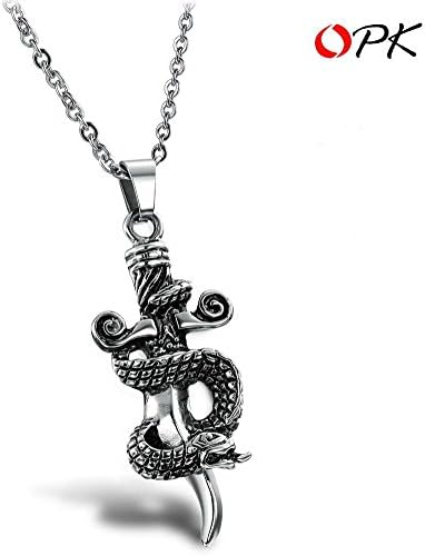 Fashion FreeZone Titanium Steel Black Necklace Snake& knife Pendent Necklace Men Classic style necklace 837