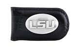 NCAA Lsu Tigers Black Crocodile Leather Magnet Concho Money Clip, One Size