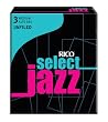 Rico Select Jazz Alto Sax Reeds, Unfiled, Strength 3 Strength Medium, 10-pack