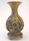 Carved Stone Dragon and Turtle Vase on Pedestal VIETNAM