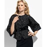 AK Anne Klein Belted Cropped Tweed Jacket at Anne Klein
