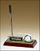 Personalized Golf clock and pen set on rosewood piano-finish base, club shaft is a pen