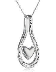 Sterling Silver "Live That You May Learn To Love. Love That You May Learn To Live. No Other Lesson Is Required" Heart Pendant Necklace, 18"