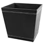 Black Faux Leather Waste Can for Office, Bedroom, Library or Bath