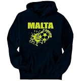 Malta Soccer Countries Mens Hoodie (Navy Blue, Sizes X-Small - XXX-Large)