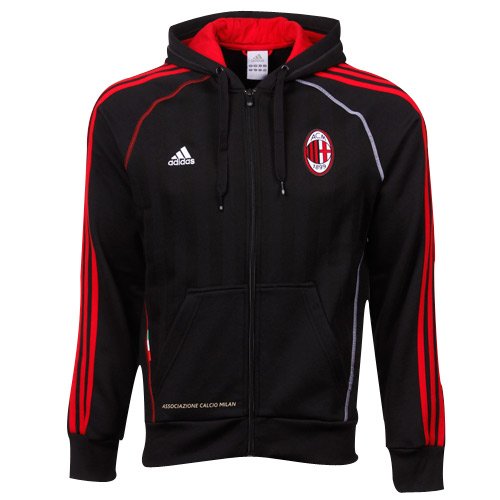Italian Serie A Men's Ac Milan Core Zip Hoodie (Black, XX-Large)