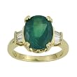 14K Yellow Gold Emerald and Diamond Ring