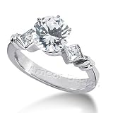 14K White Gold Round & Princess Cut Diamond Promise Engagement Ring (0.85ct.tw, HI Color, SI2-3 Clarity)